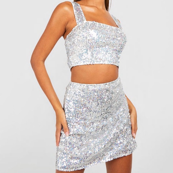 Boohoo Sequin Top & Skirt Set - Picture 1 of 1
